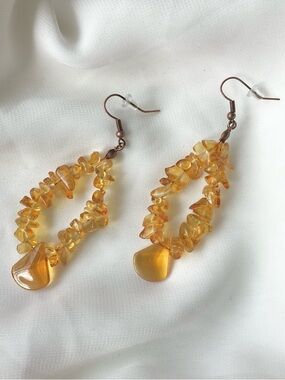 Amber Glass Chip Earrings